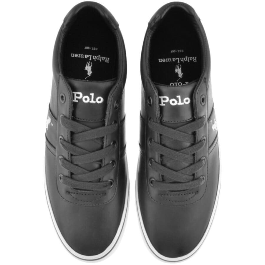 Ralph lauren hanford leather trainers black discount